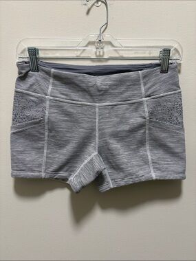 lululemon athletica Grey Striped Bike Shorts